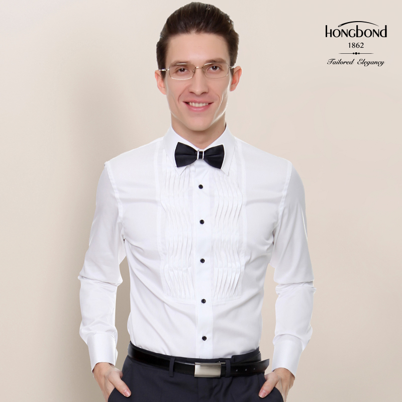 红邦创衣礼服法式衬衫轻奢质感男纯棉白衬衫宴会男装修身潮流礼服