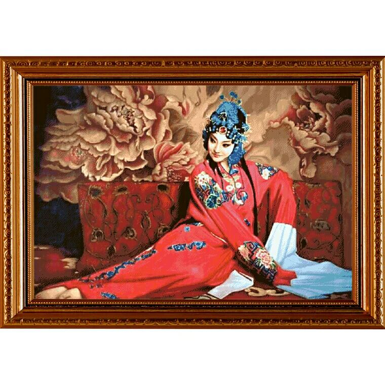 新款印花dmc十字绣客厅卧室油画京剧戏曲人物梅兰芳贵妃醉酒