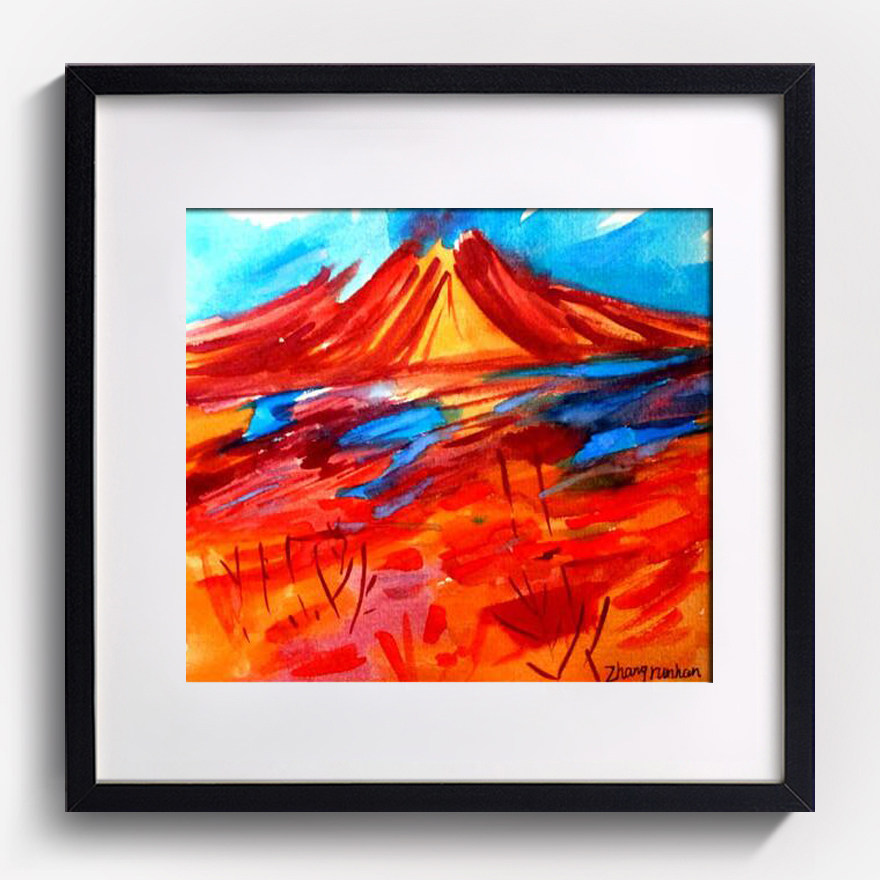 张若翰 作品《火山》 纸本水彩