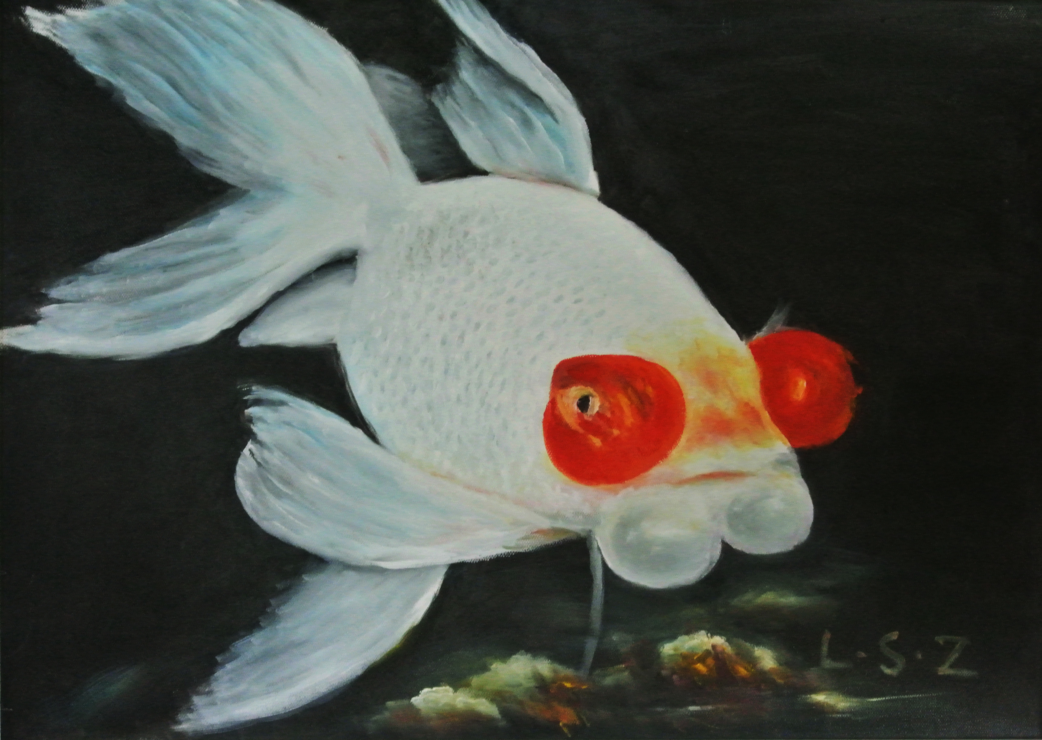 李绍作《稀有金鱼》原创 布面油画