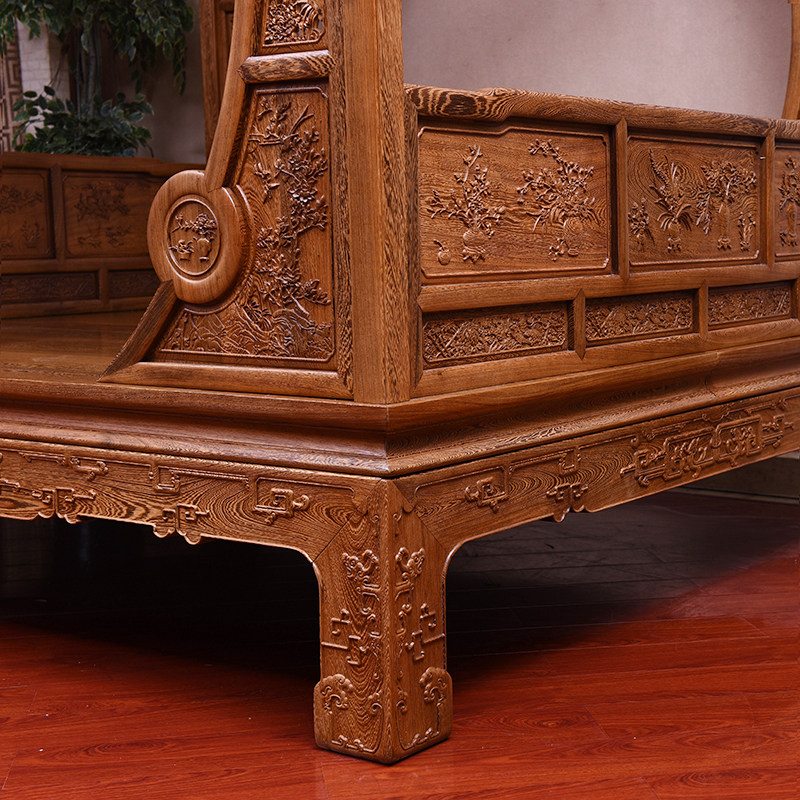 【即拍即得】鸡翅木雕花架子床 精美大气贵妃大床 升值臻品