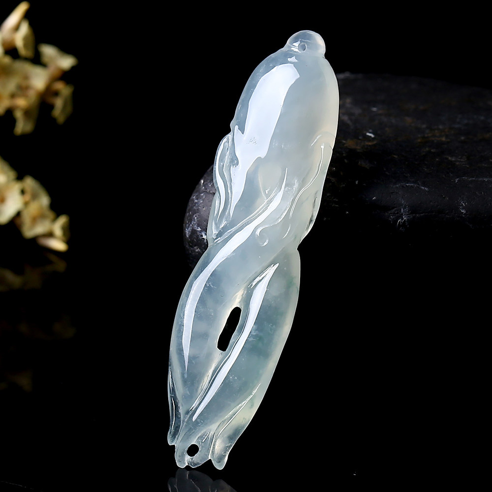 缅甸天然翡翠a货人参吊坠 8.52g