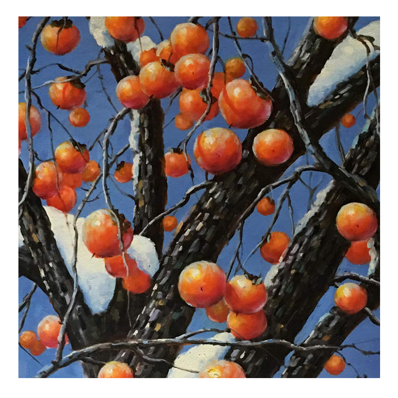 凌振宁《柿柿如意》布面油画 60*90cm