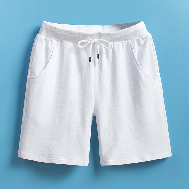 夏季男士休闲裤纯棉宽松运动裤短裤百搭沙滩裤大裤衩白色五分裤子