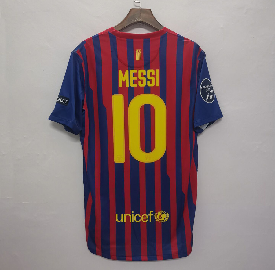 11-12欧冠版巴萨主场球衣经典复古10号梅西足球服伊涅斯塔哈维男