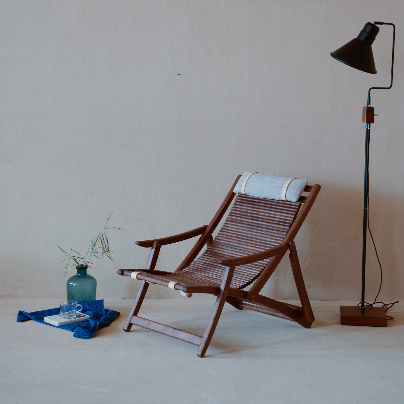 时作简躺椅胡桃木白蜡木设计师款轻奢折叠躺椅客厅午休单人休闲椅