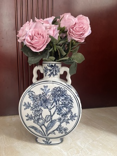 花瓶摆件高级感青花瓷陶瓷新中式中古装饰复古禅意软装景德镇瓷器