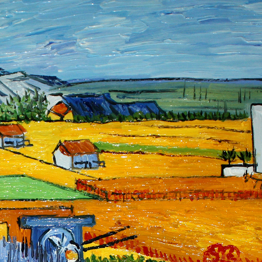 【双十二】(临摹)梵高《金色的田野》布面油画