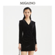 曼娅奴商场同款2021年秋新款优雅设计感烫钻丝绒连衣裙ML32DC099
