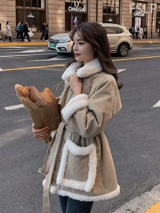 派克服女2022秋冬新款韩版小个子中长款棉衣棉服加厚羊羔毛外套女