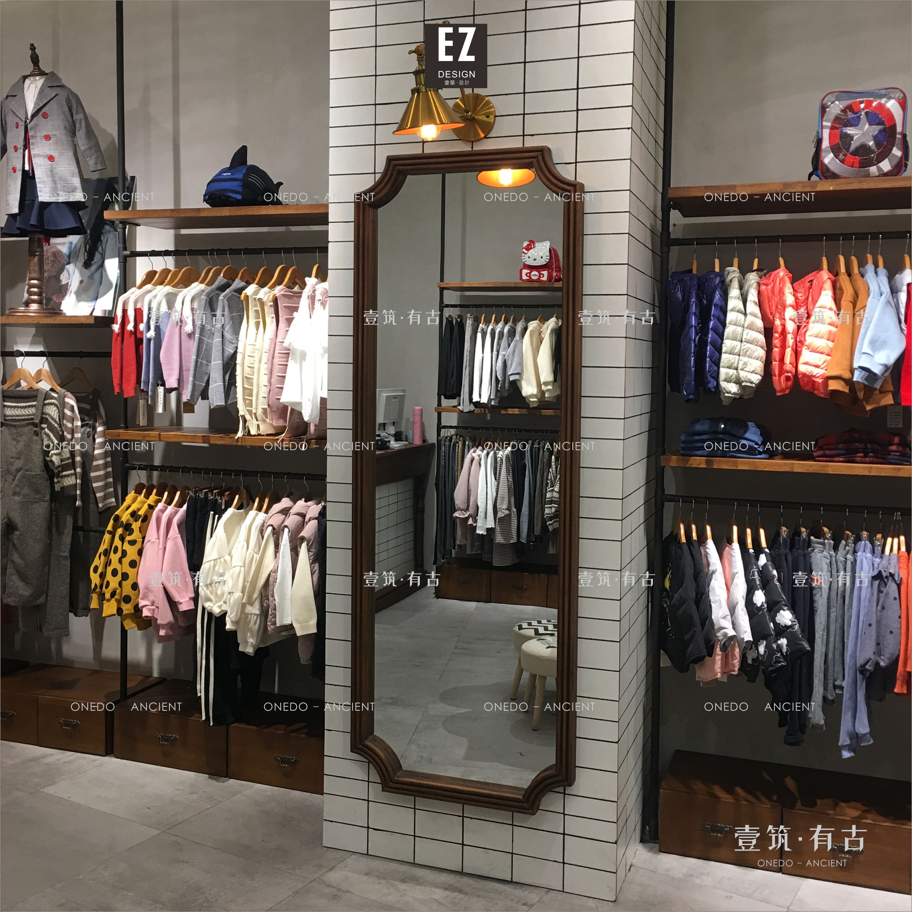 试衣镜 复古_服装店镜子全身镜欧式复古试衣镜显瘦理发店专卖店靠墙