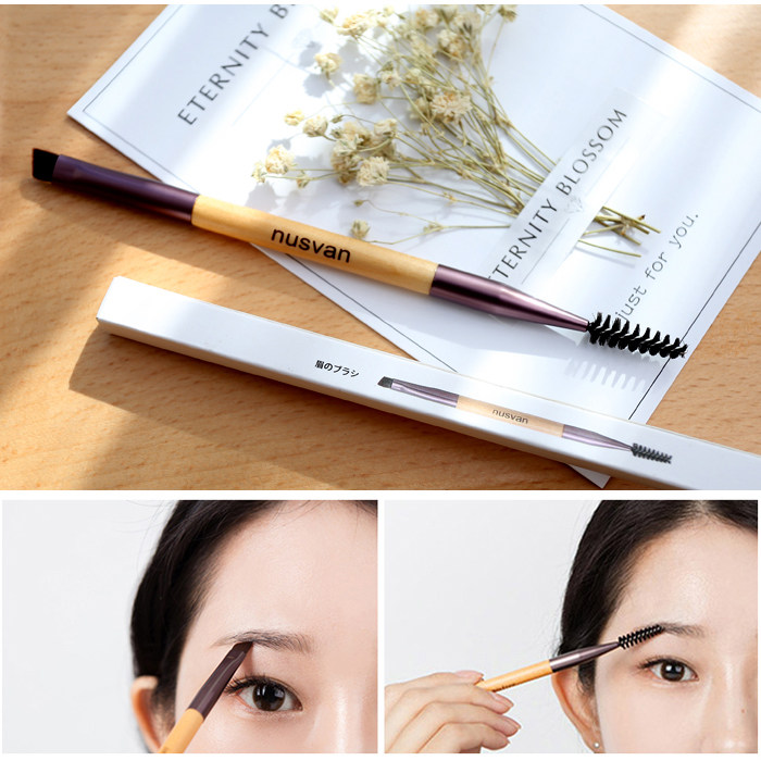 热销眉刷螺旋 一支_日本nusvan双头眉刷 扫眉 斜角