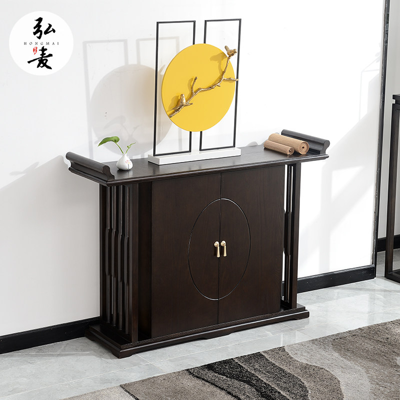 新中式实木玄关柜 现代简约门厅带门柜餐边储物柜子禅意整装家具
