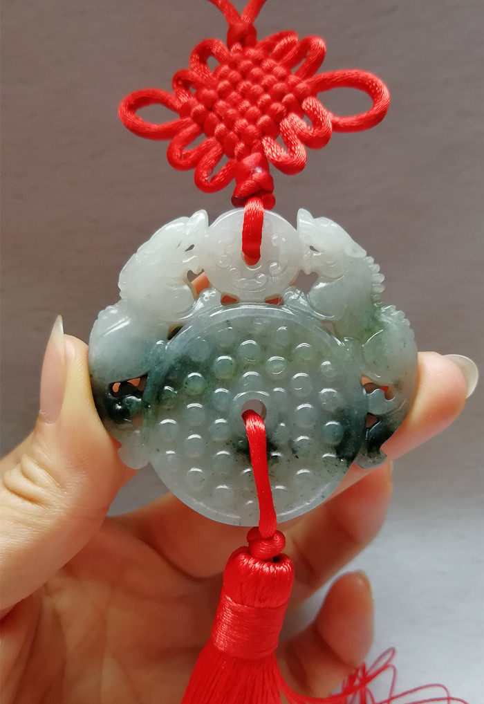 独山玉貔貅吊坠玉坠镂空苏工南阳独玉神兽玉佩挂件玉器车挂饰附证