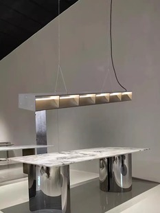 德国设计师隐形霓虹长条餐厅吊灯艺术装置铝材工业风吧台创意岛台