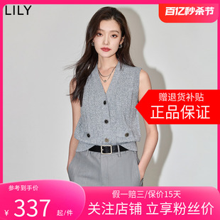 LILY2024夏新款女装复古小香风百搭时尚针织马夹背心内搭叠穿上衣