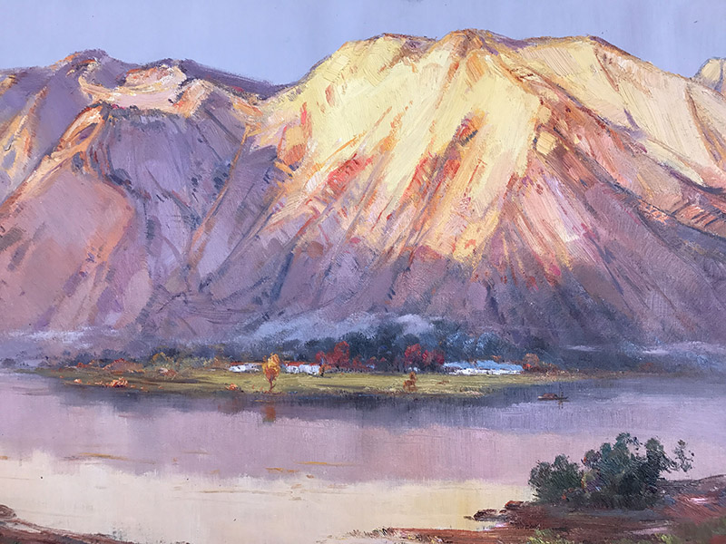 林建生《江山如画》 油画作品50x150cm