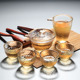日式金边锤纹茶杯品茗杯家用玻璃盖碗透明功夫茶泡茶小套装办公室