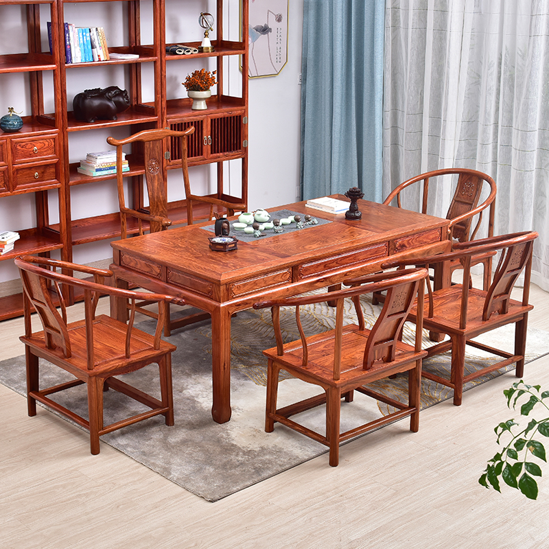 红木家具花梨木茶桌椅组合新中式全实木迎宾茶几刺猬紫檀功夫茶台