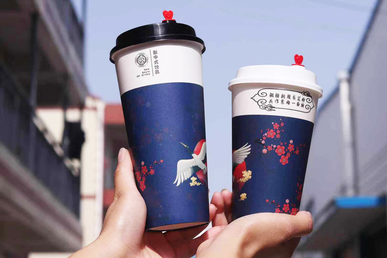 中国风奶茶杯网红杯子500cc700cc打包杯一次性加厚纸杯定制logo