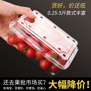 一斤装水果包装盒一次性水果盒透明塑料带盖草莓盒500M樱桃打包盒