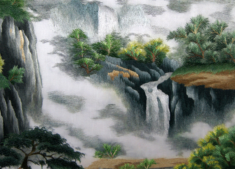 苏绣《山水》 单面绣 刺绣