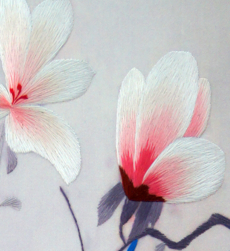 苏绣《玉兰花四条屏》单面绣 刺绣