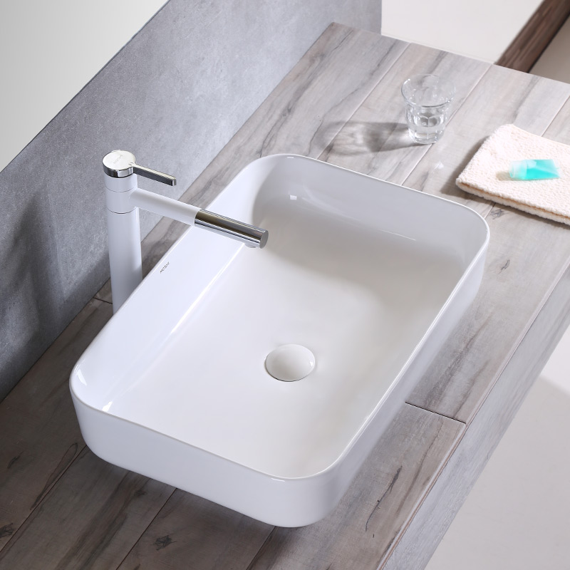 简欧超薄长方形台上洗手盆 卫生间洗脸盆陶瓷 艺术面盆洗手池