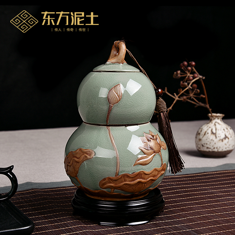 新中式招财葫芦罐陶瓷家居客厅博古架