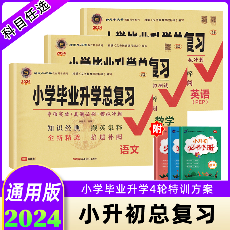 2024版小学毕业升学总复习语文数学英语人教版湘少版神龙牛皮卷达标测试卷小升初模拟冲刺名校真题精选入学分班考试小学语文习题集