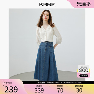 半身裙女牛仔裙长裙春秋kbne2024新款高腰今年流行爆款半裙a字裙