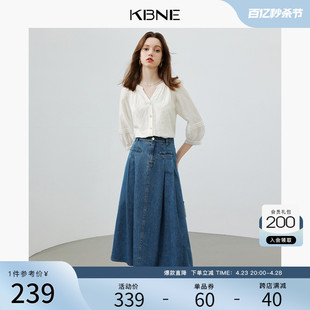 半身裙女牛仔裙长裙春秋kbne2024新款高腰今年流行爆款半裙a字裙