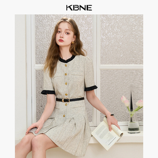 KBNE连衣裙女短袖小香风2024夏季新款高端精致法式超好看裙子