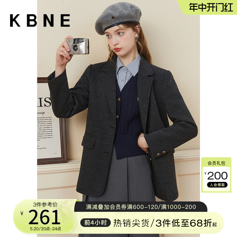 西装式呢大衣毛呢外套kbne202