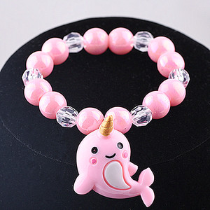 儿童手链粉色串珠水晶公主可爱卡通章鱼海豚宝宝手环仿珍珠手镯女