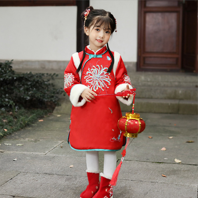 女童过年衣服汉服加厚冬装