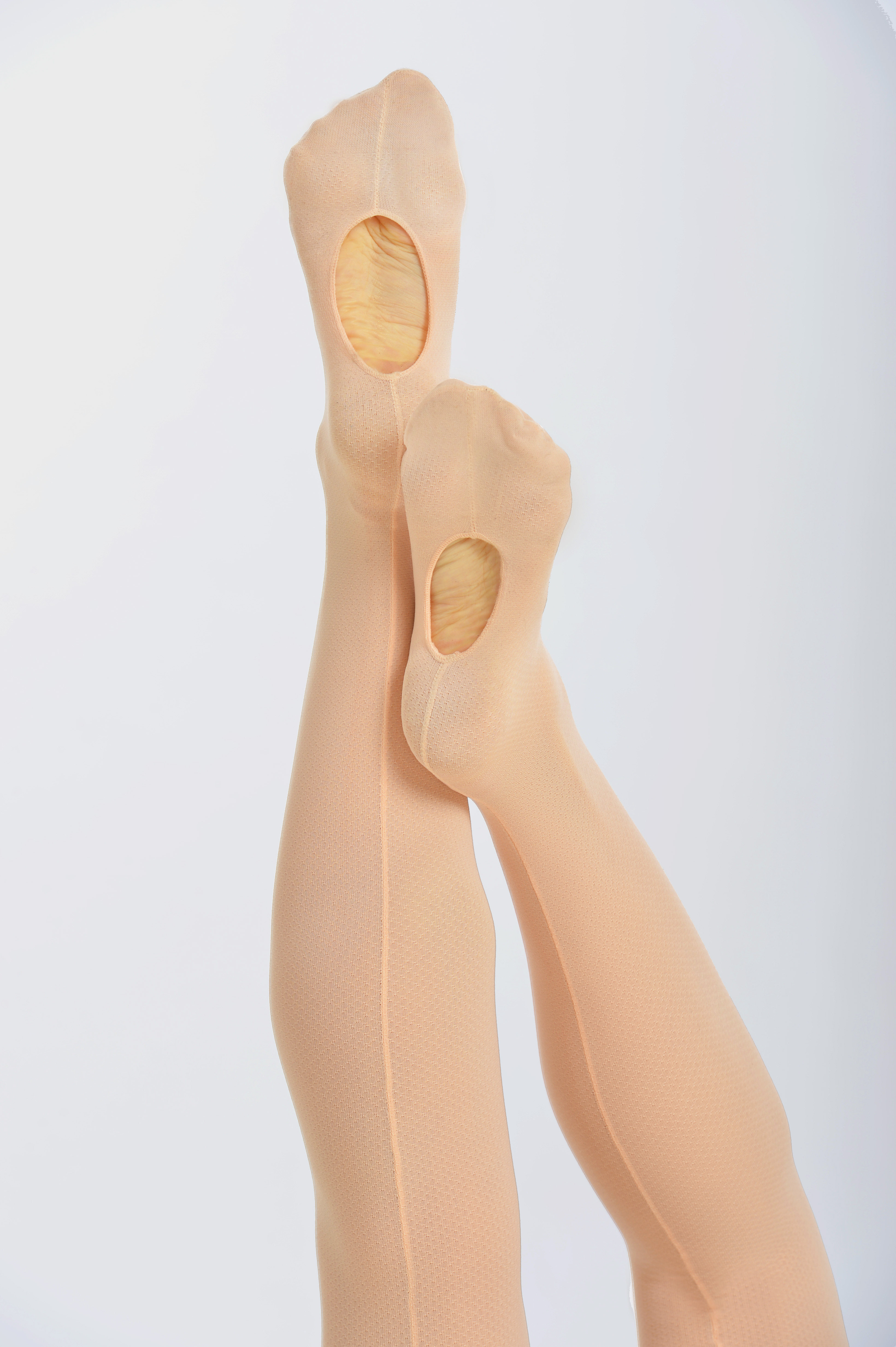 gaynorminden舞蹈袜女舞蹈专用成年芭蕾舞袜挖洞肉粉色网纹连裤袜