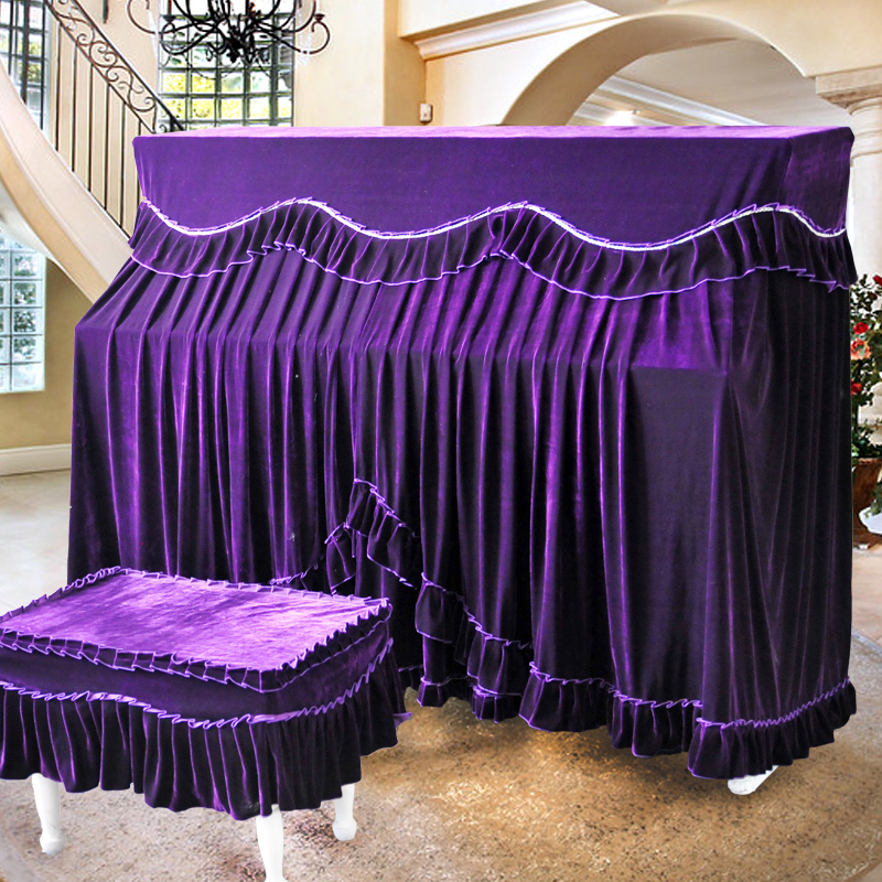 猛士经典绒欧式钢琴罩全罩金丝绒布艺钢琴套防尘罩电钢琴凳罩加厚