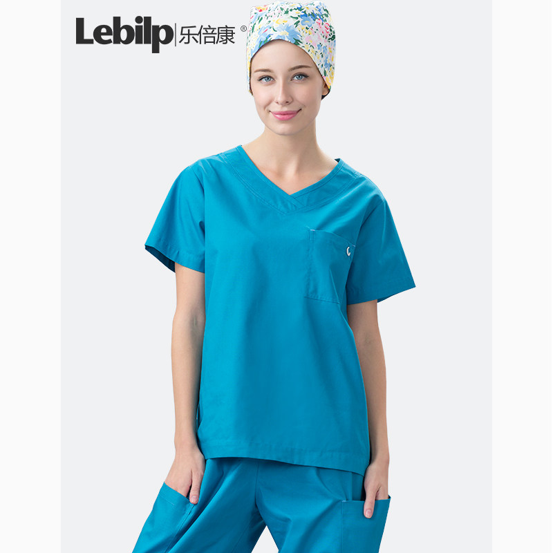 乐倍康洗手衣短袖男女手术衣纯棉手术室刷手服专业医护工作服印字