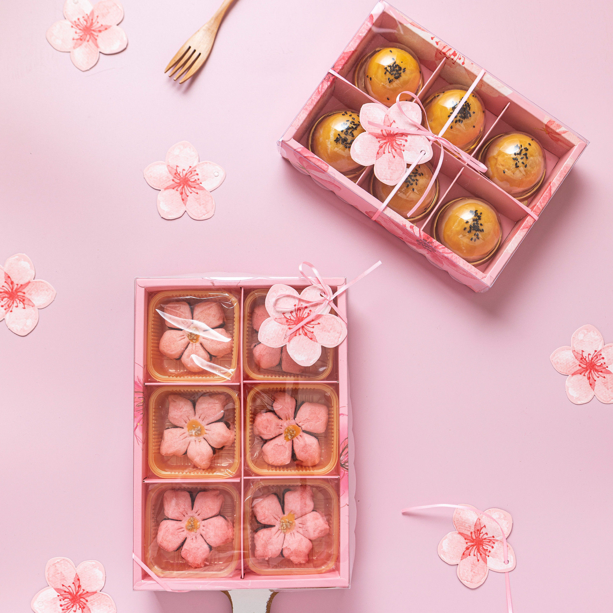 母亲节蛋黄酥绿豆糕高档透明礼盒套装6粒75-100g桃花酥包装盒空盒