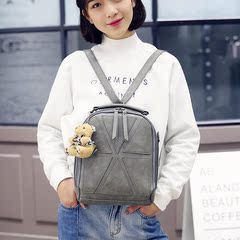 韩版新款拼接双肩包女时尚两用学院风背包书包单肩斜跨手提包包潮