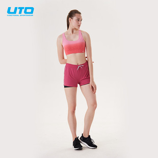 UTO悠途运动短裤女马拉松跑步短裤运动健身快干宽松二合一短裤