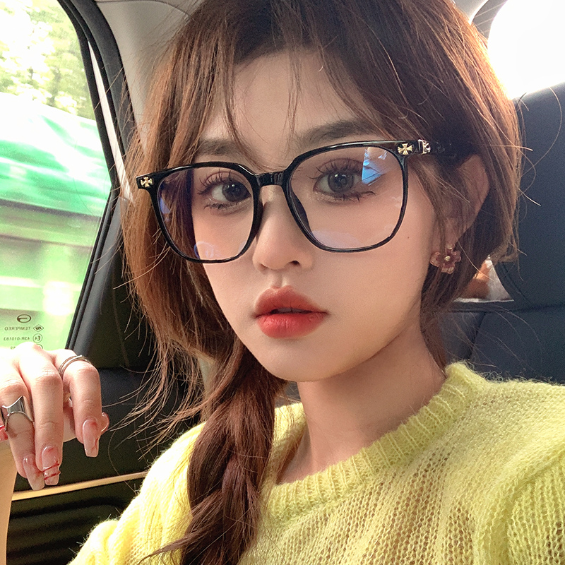 新款韩系方框复古眼镜女素颜神器大脸显瘦网红个性防蓝光近视眼镜