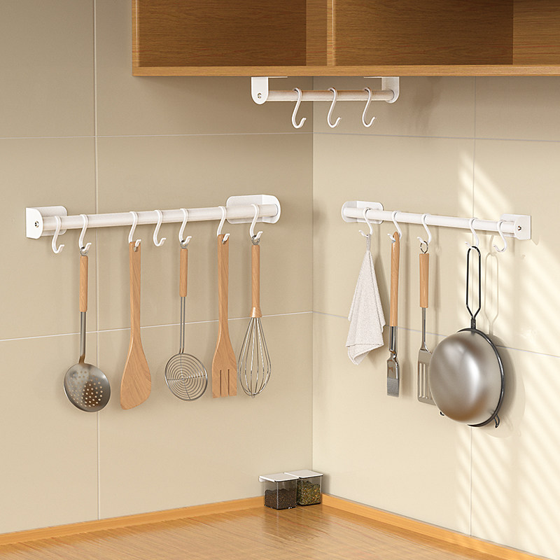 厨房挂杆壁挂置物架锅具挂钩免打孔墙上收纳砧板勺子铲子挂架神器