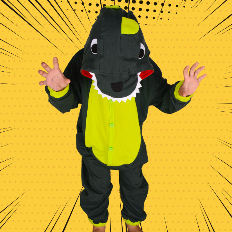 恐龙睡衣儿童男孩衣服宝宝女童卡通动物连体睡衣加厚法兰绒秋冬季