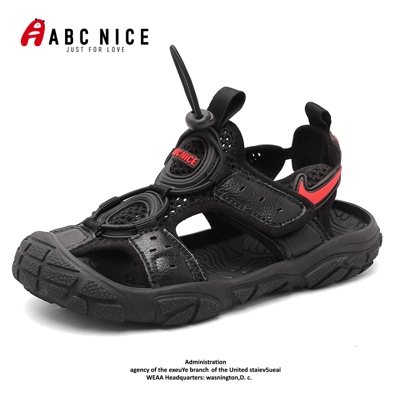 ABC NICE儿童凉鞋夏季镂空软底韩版防滑防臭包头时尚潮男童沙滩鞋