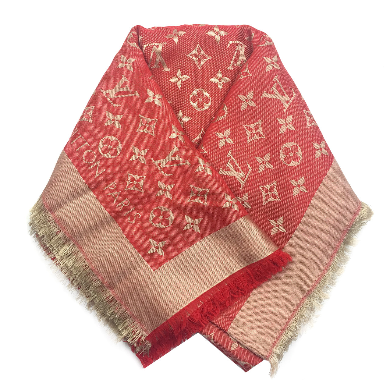 [9.9新]路易威登lv女士拼色经典老花花纹披肩未使用