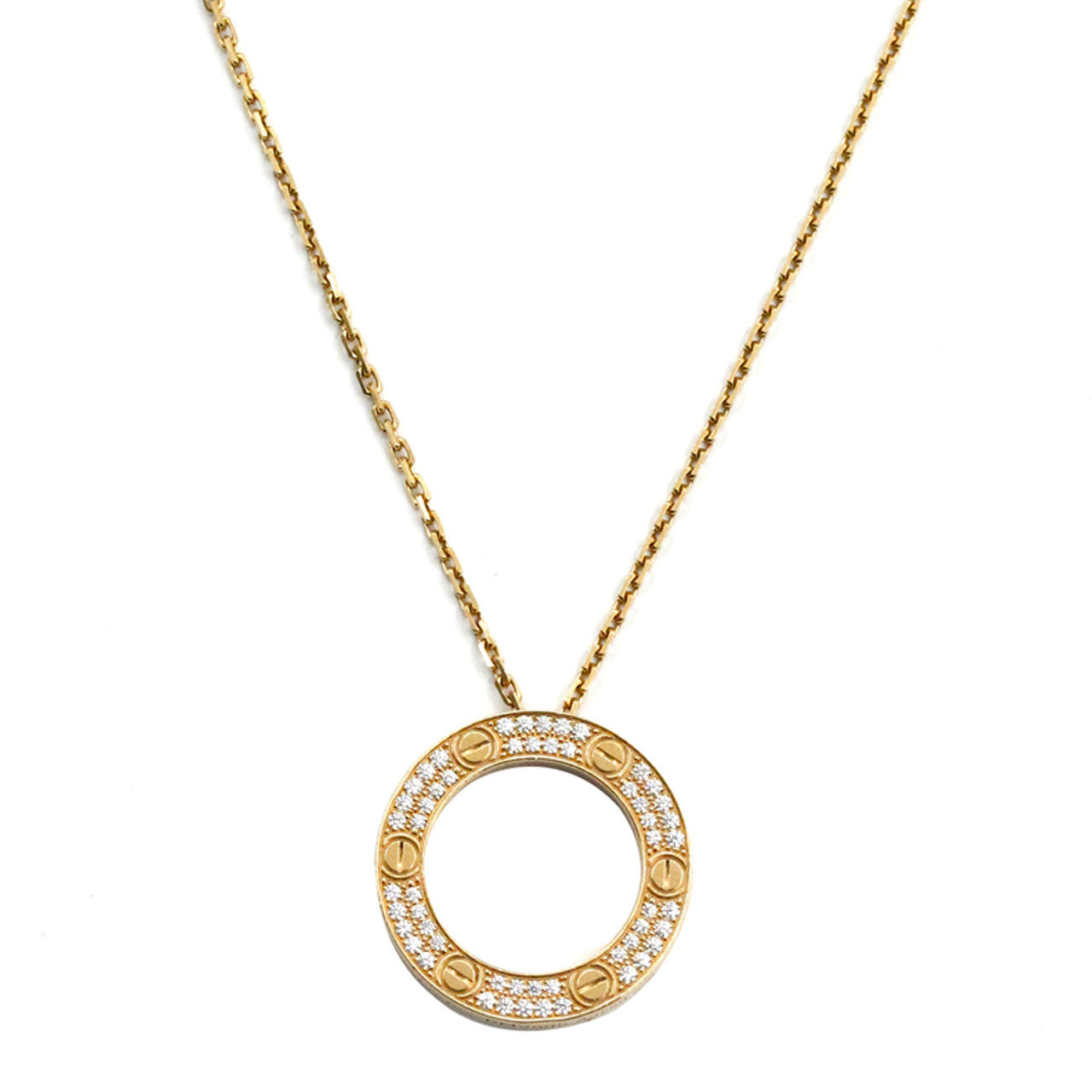 [9.5新]卡地亚cartier女士18k玫瑰金钻石love项链