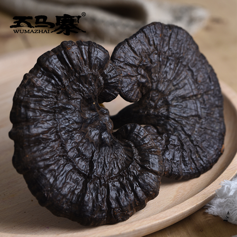 五马寨广东特产韶关灵芝深山野生黑灵芝整枝可切片礼盒装500g