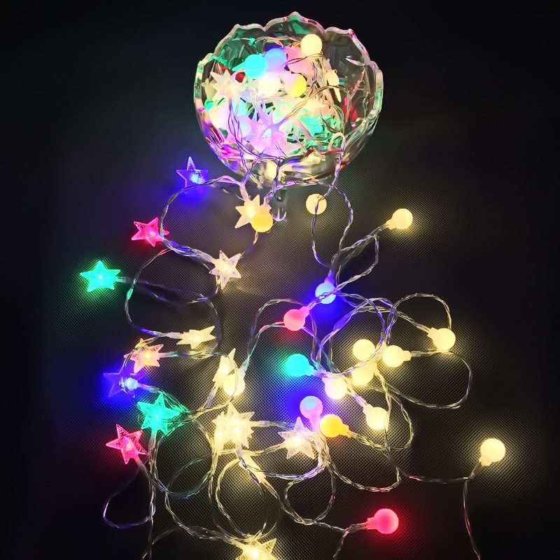 led小彩灯闪灯串灯串 浪漫卧室_led小彩灯串星星灯 圆球灯七彩灯少女